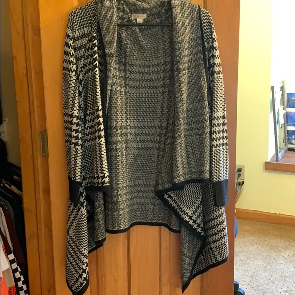 Black and white long cardigan